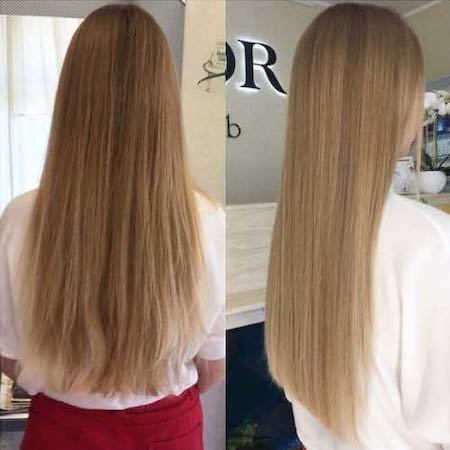До и после процедуры ухода ботокс для волос